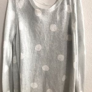 Lauren Conrad light sweater gray polka dot top